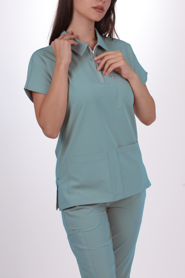 Premium Likralı Zipper Seri Kadın Benetton Scrubs
