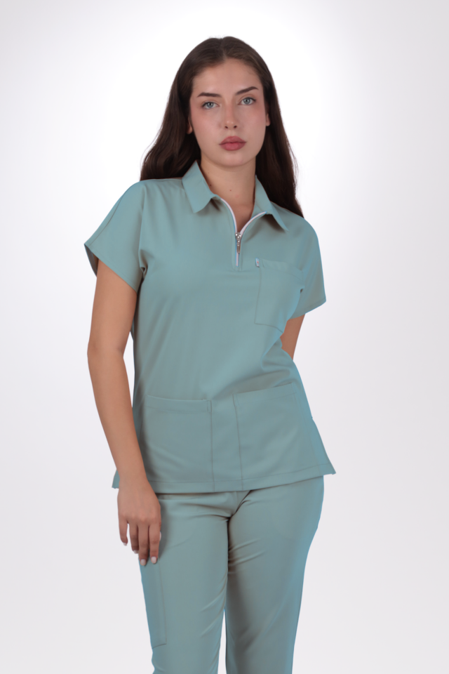 Premium Likralı Zipper Seri Kadın Benetton Scrubs