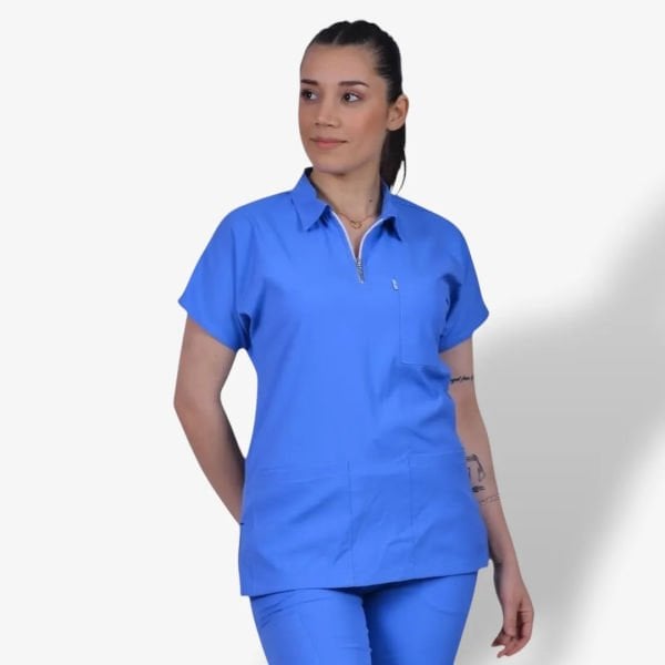 Kadın Premium Zipper Seri Scrubs Tek Üst