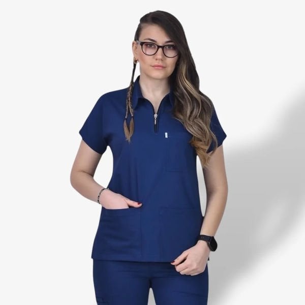 Kadın Premium Zipper Seri Scrubs Tek Üst