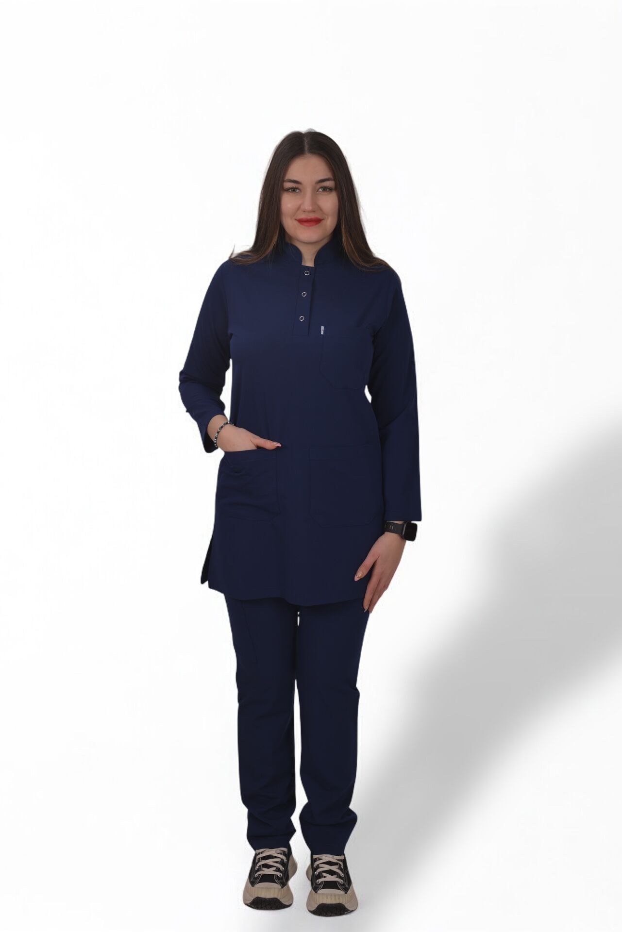 Premium Likralı Tesettür Seri Kadın İndigo Lacivert Scrubs