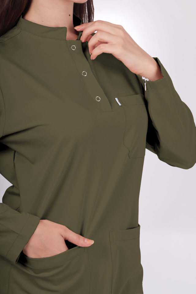 Premium Likralı Tesettür Seri Kadın Haki Scrubs