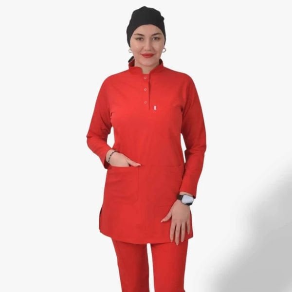 Kadın Premium Tesettür Seri Scrubs Tek Üst