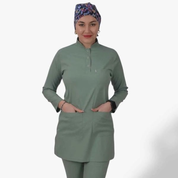 Kadın Premium Tesettür Seri Scrubs Tek Üst