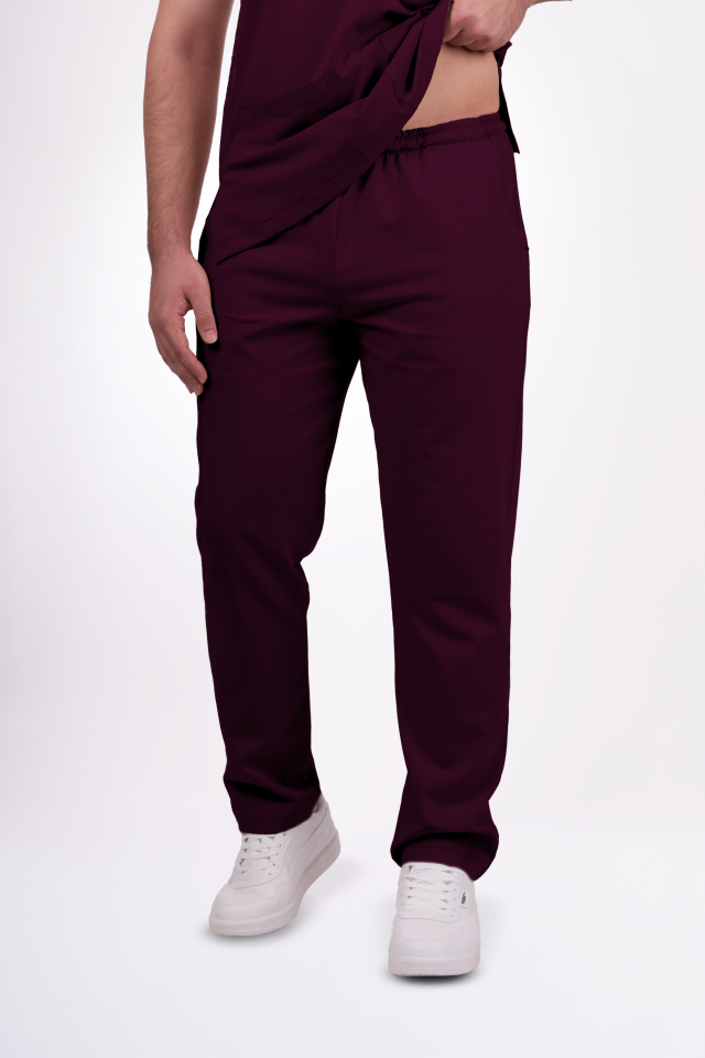 Premium Likralı Snap Seri Erkek Mürdüm Scrubs