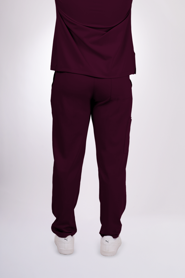 Premium Likralı Snap Seri Erkek Mürdüm Scrubs