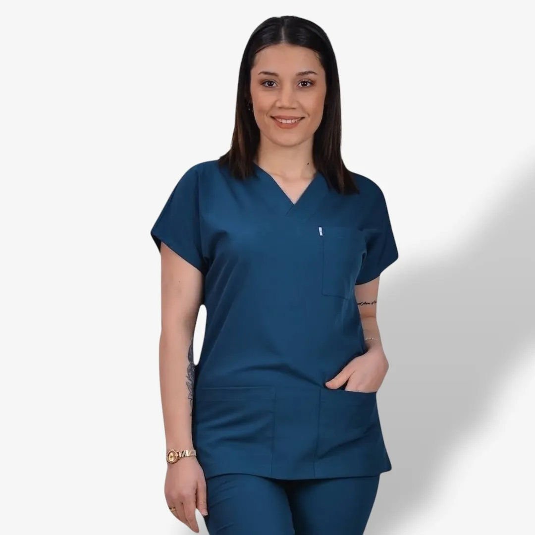 Kadın Premium Klasik Seri Scrubs Tek Üst