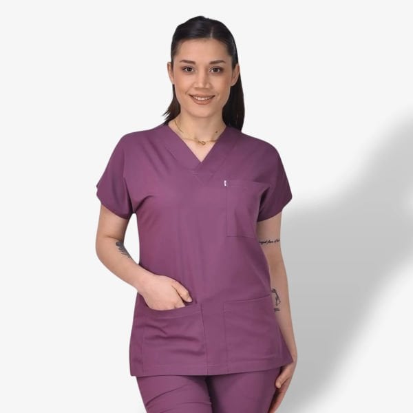 Kadın Likralı Klasik Seri Scrubs Tek Üst