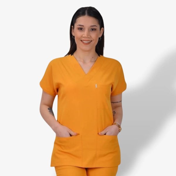 Kadın Likralı Klasik Seri Scrubs Tek Üst