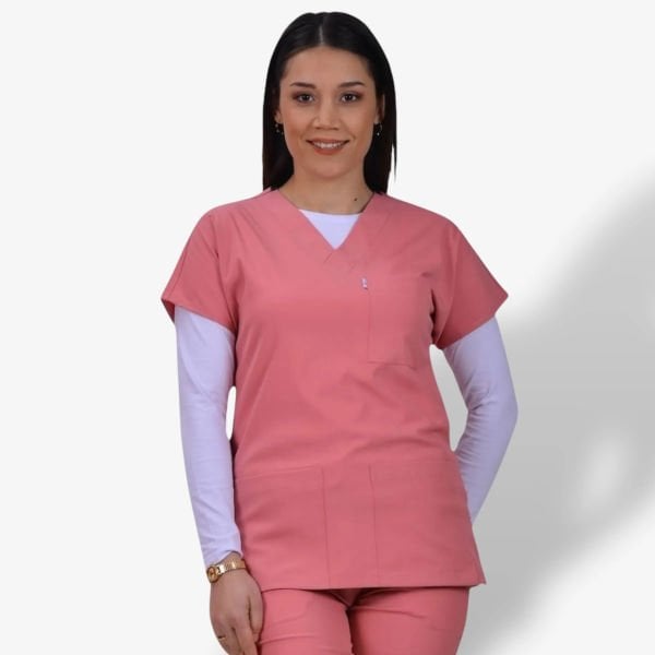 Kadın Likralı Klasik Seri Scrubs Tek Üst