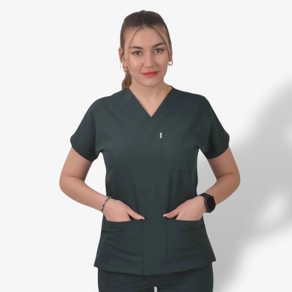 Kadın Likralı Klasik Seri Scrubs Tek Üst