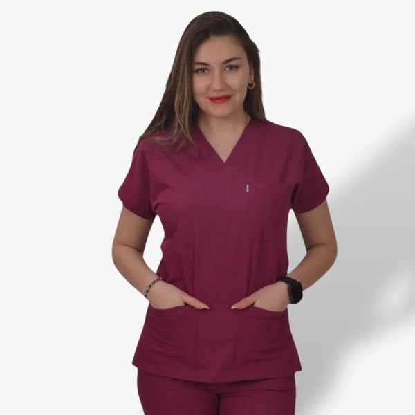 Kadın Likralı Klasik Seri Scrubs Tek Üst