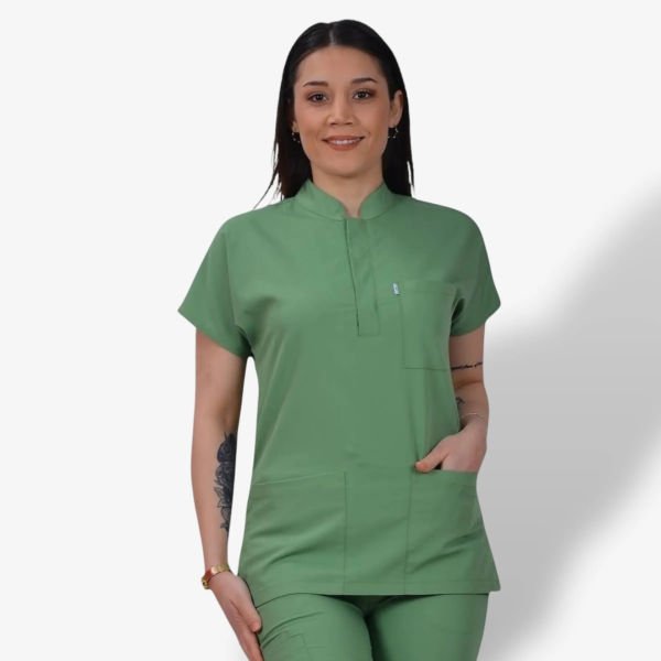 Kadın Likralı Snap Seri Scrubs Tek Üst