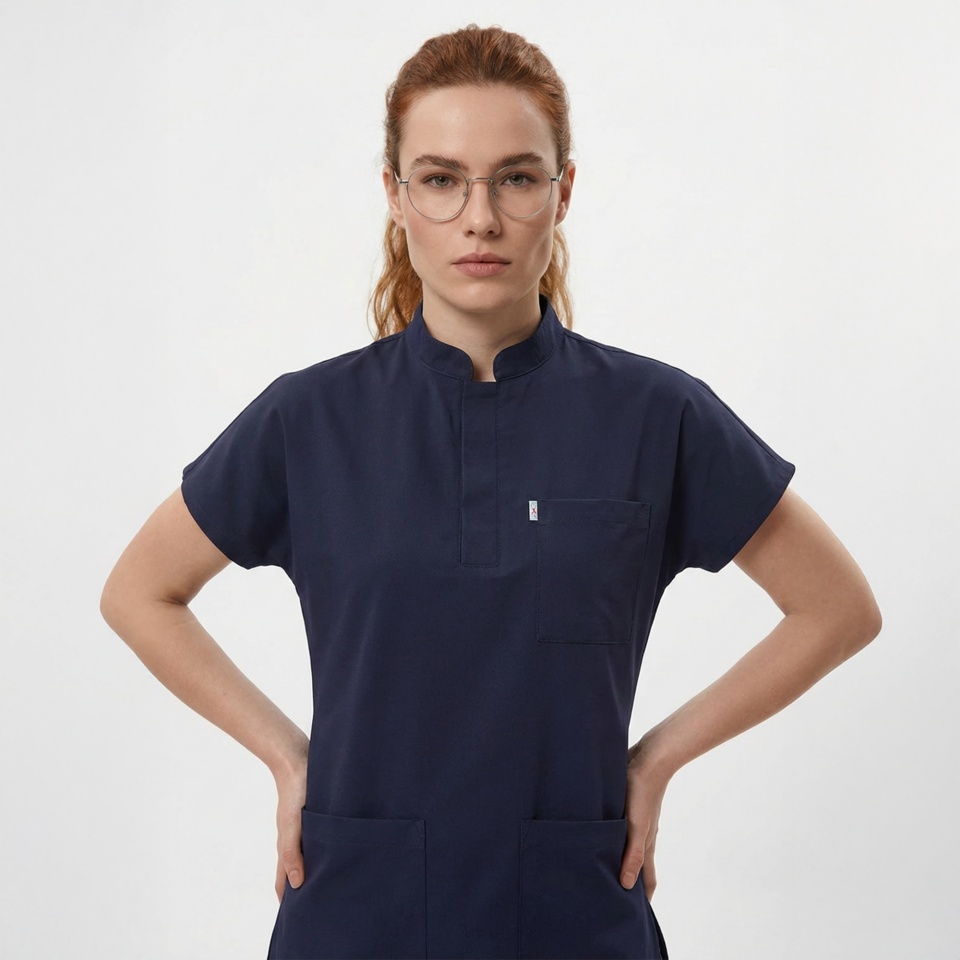 Likralı Snap Seri Kadın Tek Üst Lacivert