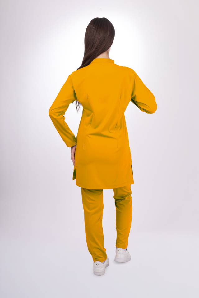Premium Likralı Tesettür Seri Kadın Hardal Sarısı Scrubs