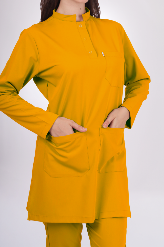 Premium Likralı Tesettür Seri Kadın Hardal Sarısı Scrubs