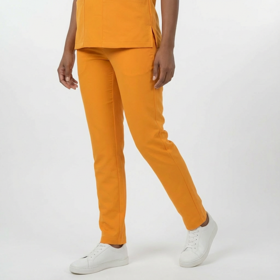 Likralı Klasik Seri Kadın Hardal Scrubs