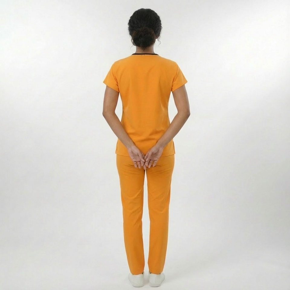 Likralı Klasik Seri Kadın Hardal Scrubs