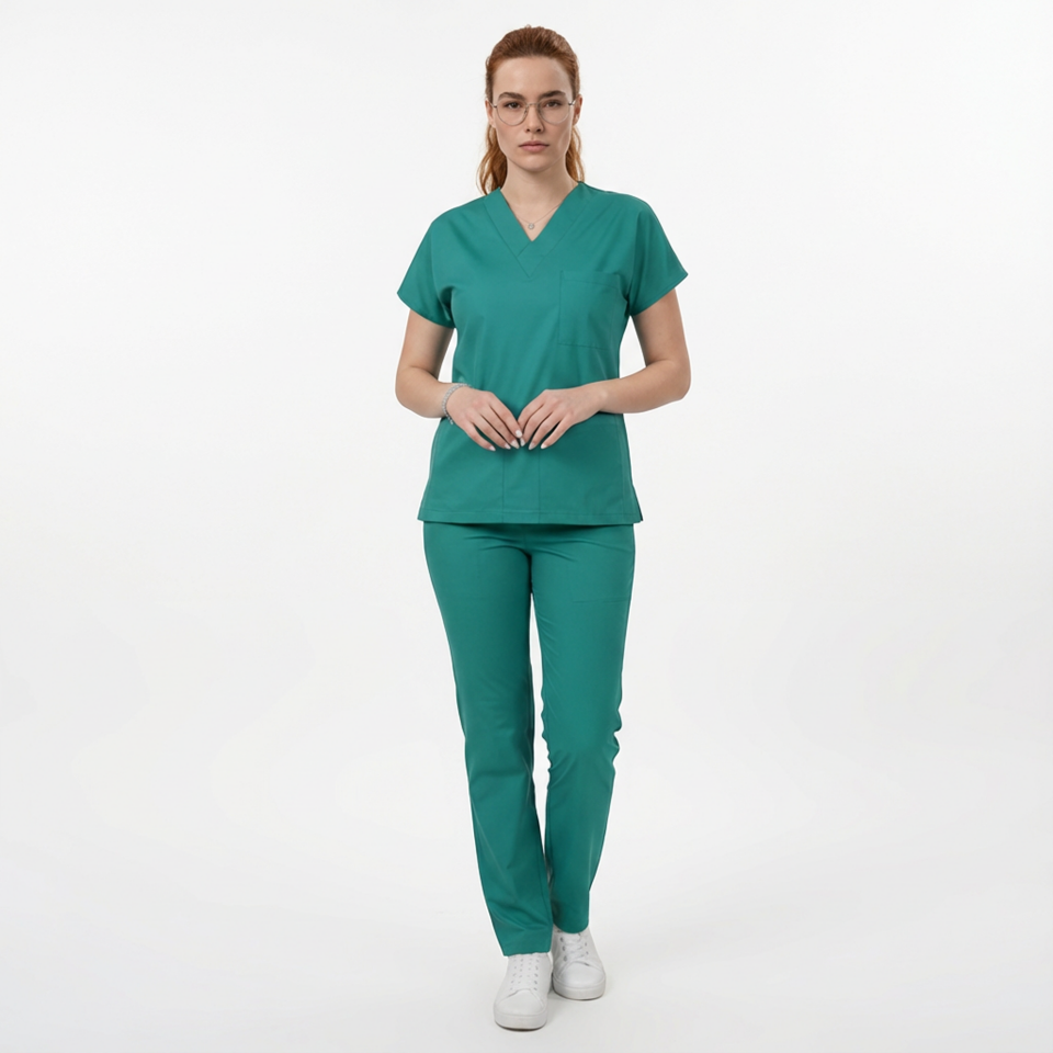 Likralı Klasik Seri Kadın Cerrahi Yeşil Scrubs