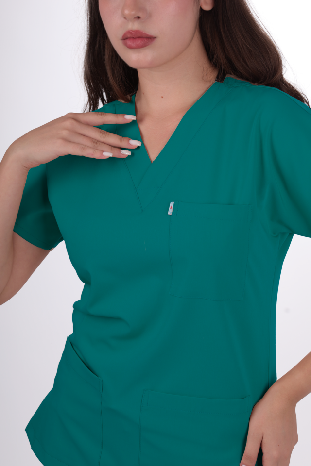 Likralı Klasik Seri Kadın Cerrahi Yeşil Scrubs