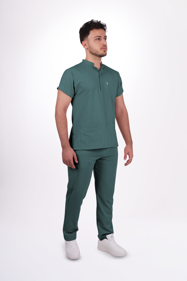 Premium Likralı Snap Seri Erkek Okyanus Mavisi Scrubs