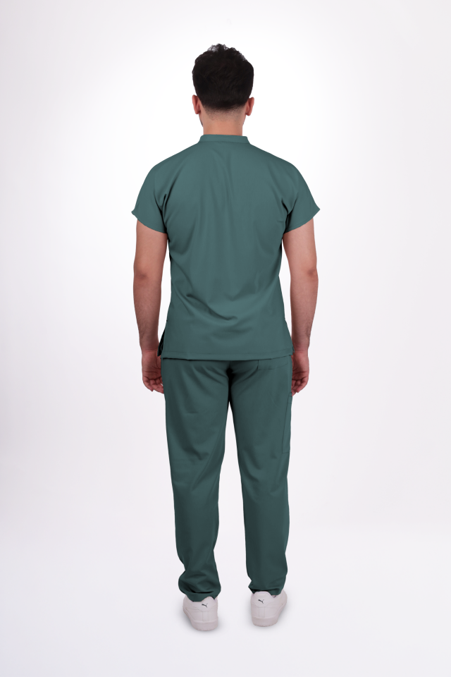 Premium Likralı Snap Seri Erkek Okyanus Mavisi Üniforma Takım