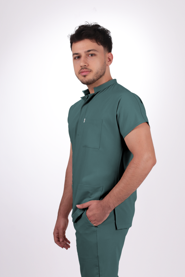 Premium Likralı Snap Seri Erkek Okyanus Mavisi Scrubs