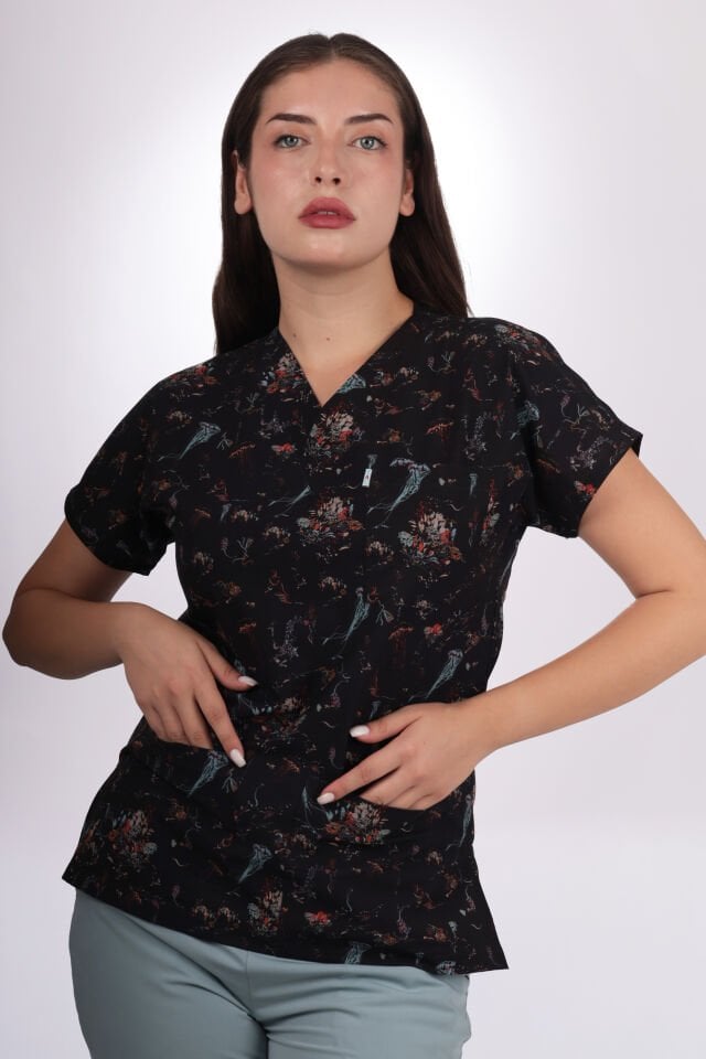 Desenli Seri Deniz Anası Desen Kadın Tek Üst