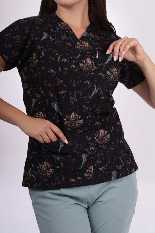 Desenli Seri Deniz Anası Desen Kadın Tek Üst