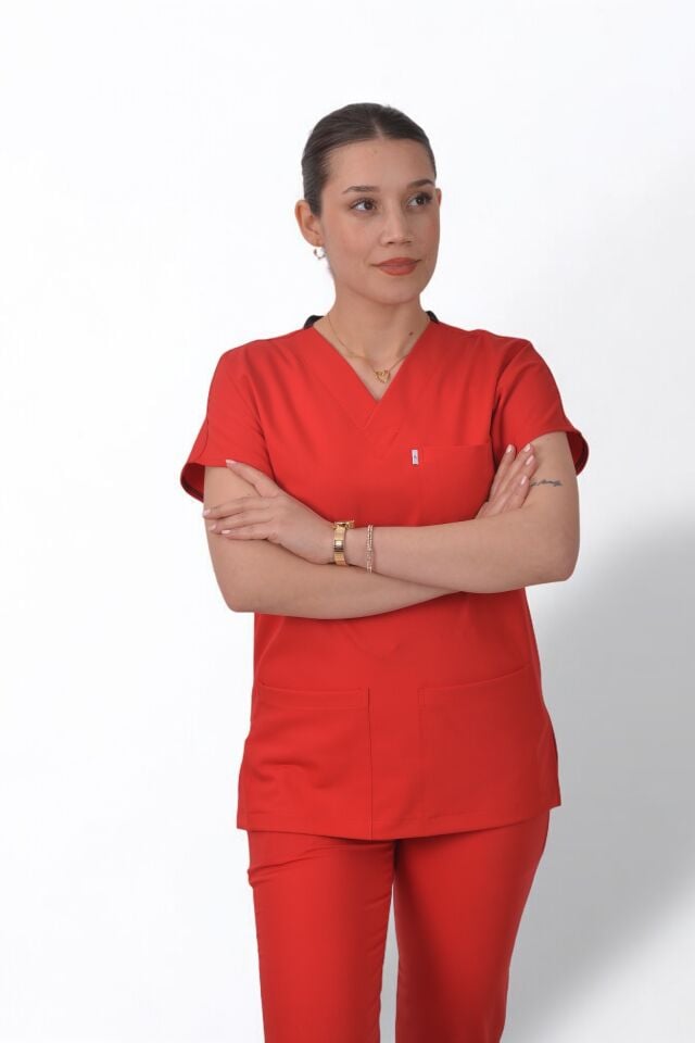 Premium Likralı Klasik Seri Kadın Tek Üst Kırmızı