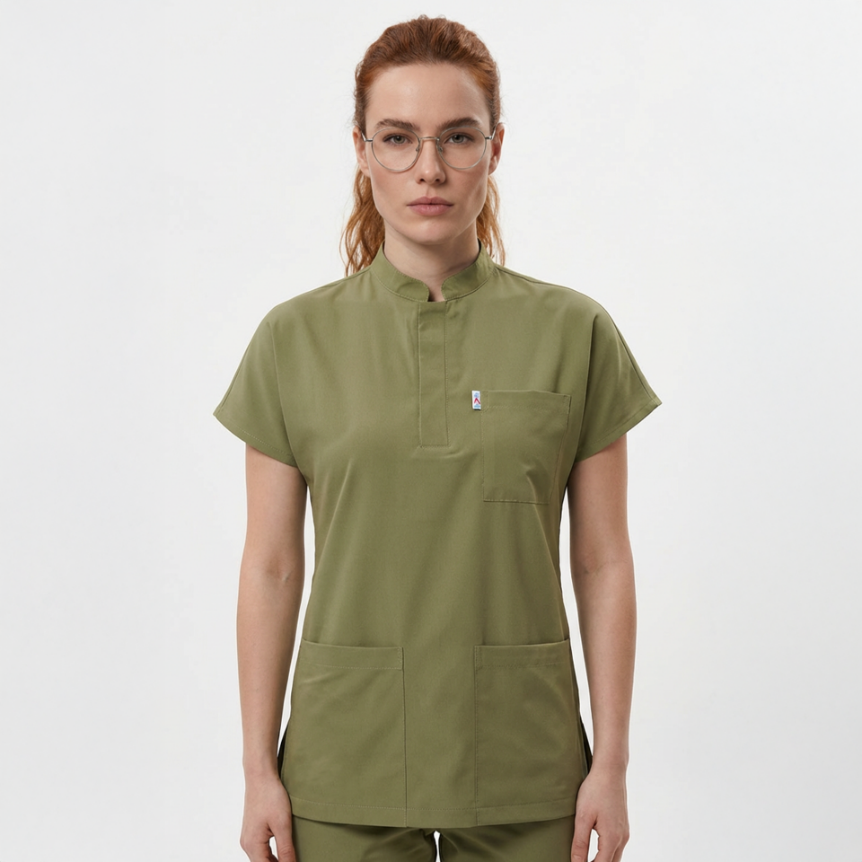 Likralı Snap Seri Kadın Tek Üst Haki