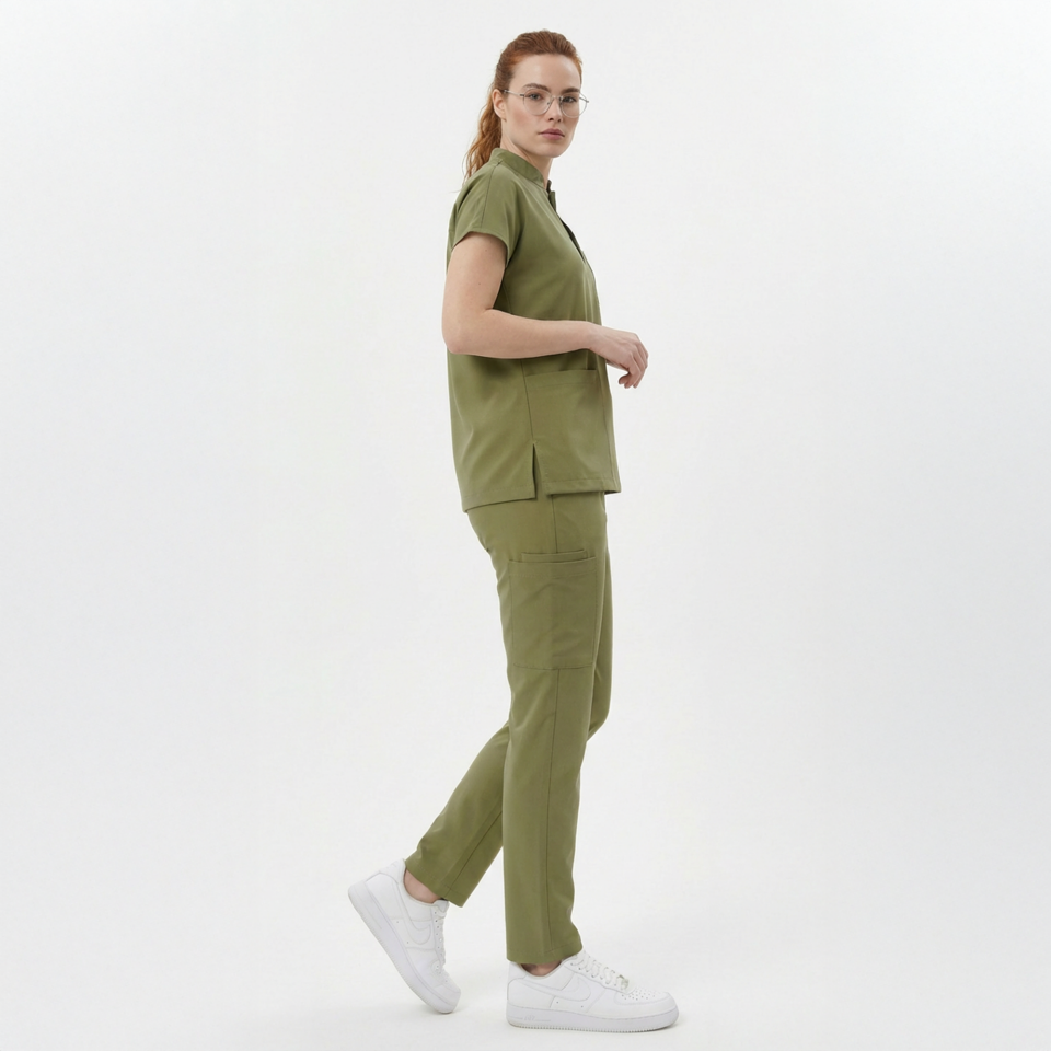 Likralı Snap Seri Kadın Tek Üst Haki