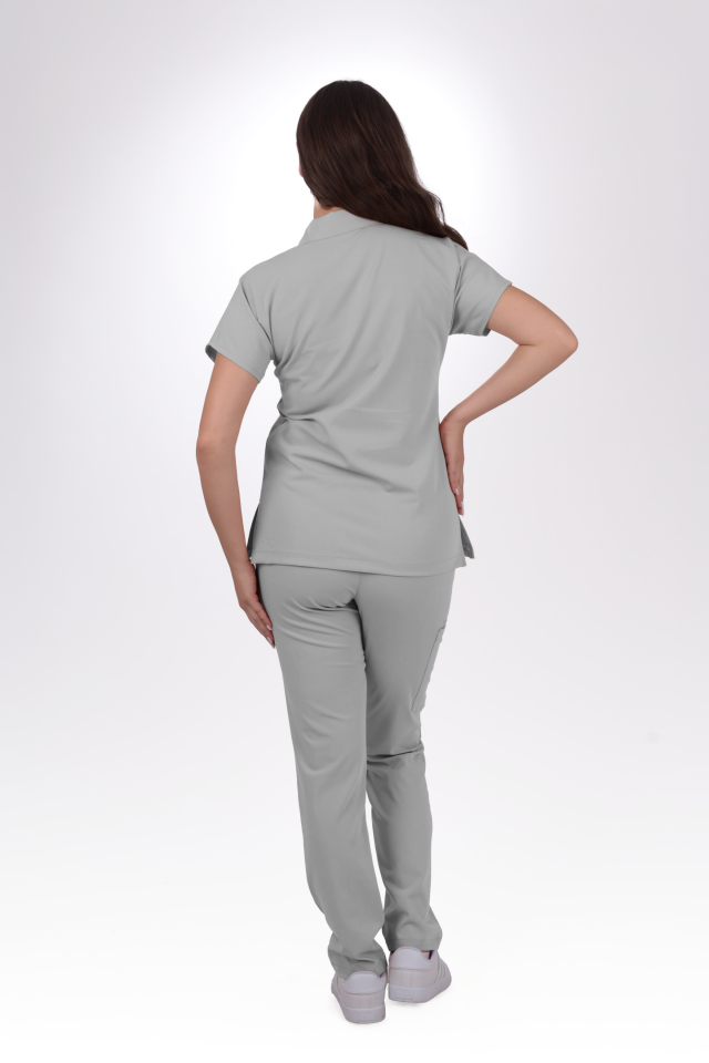 Premium Likralı Zipper Seri Kadın Bulut Mavisi Üniforma Takım