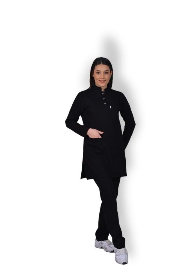 Premium Likralı Tesettür Seri Kadın Siyah Scrubs