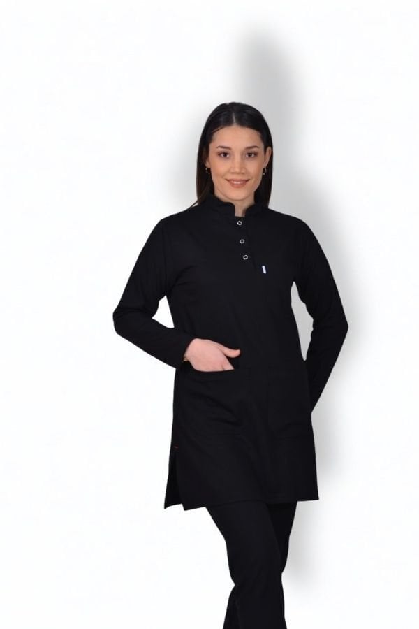 Premium Likralı Tesettür Seri Kadın Siyah Scrubs