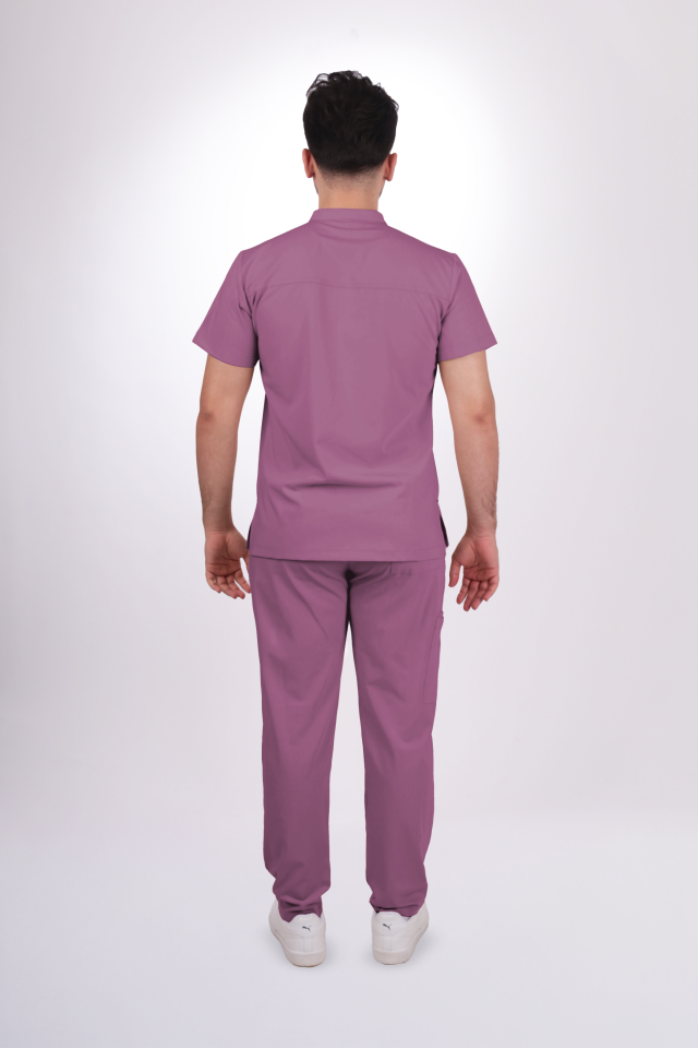 Premium Likralı Lotus Seri Erkek Açık Mürdüm Scrubs