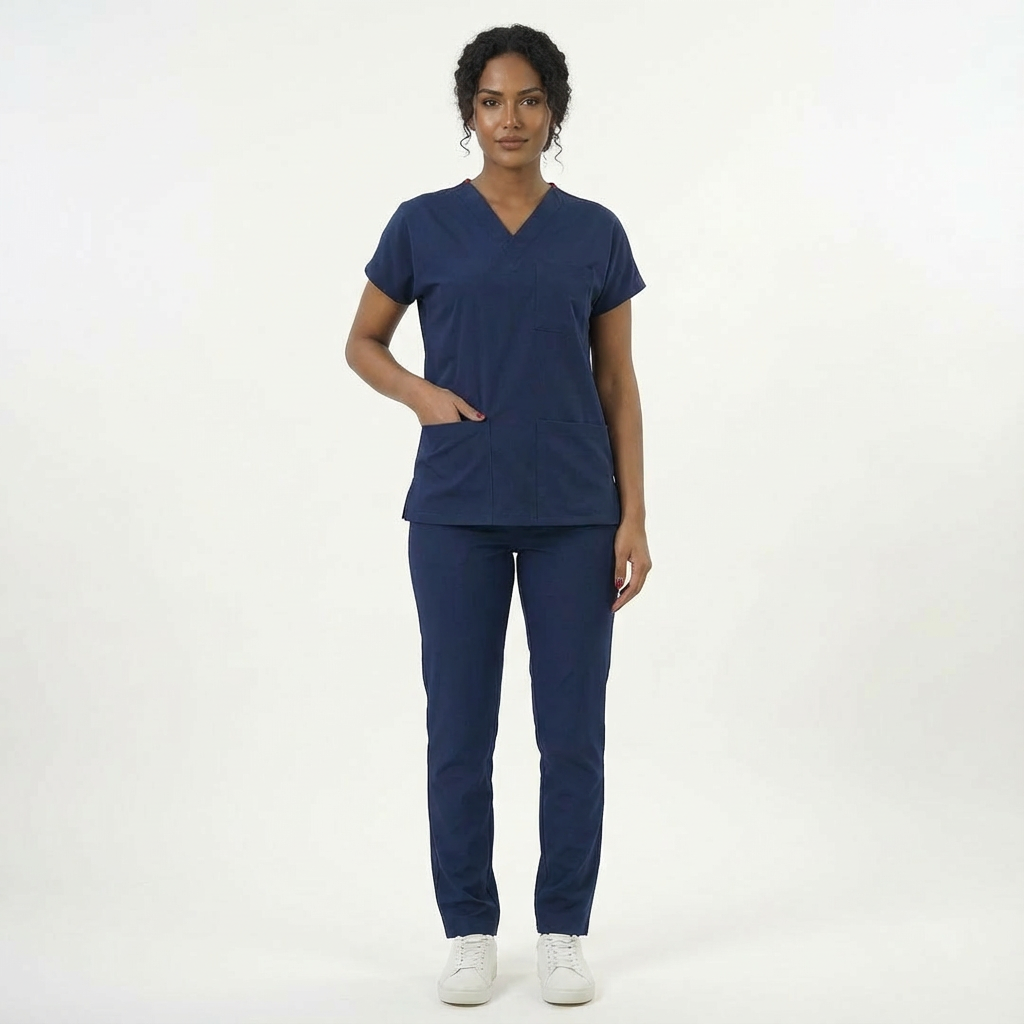 Likralı Klasik Seri Kadın Havacı Mavi Scrubs