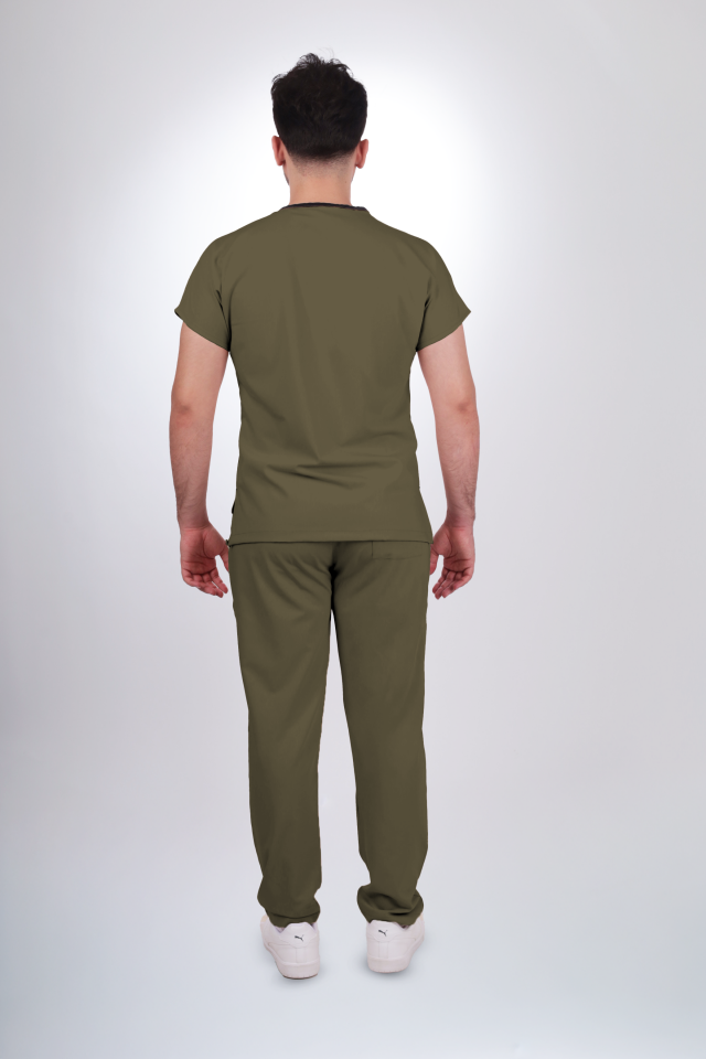 Premium Likralı Klasik Seri Erkek Haki Scrubs
