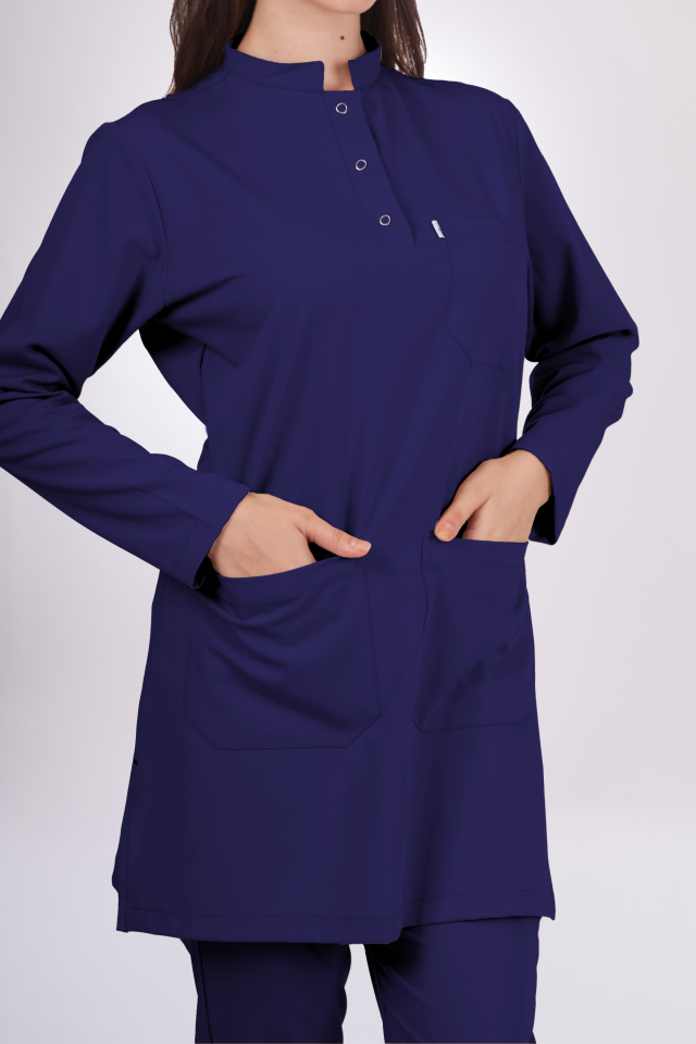 Premium Likralı Tesettür Seri Kadın İndigo Lacivert Scrubs