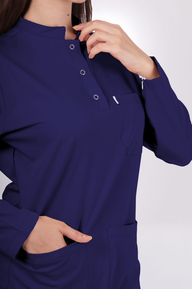 Premium Likralı Tesettür Seri Kadın İndigo Lacivert Scrubs