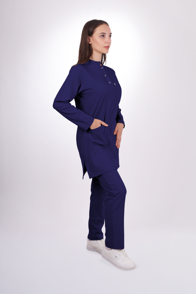 Premium Likralı Tesettür Seri Kadın İndigo Lacivert Scrubs