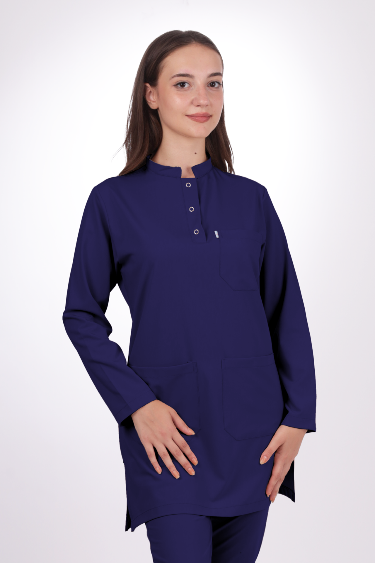 Premium Likralı Tesettür Seri Kadın İndigo Lacivert Scrubs