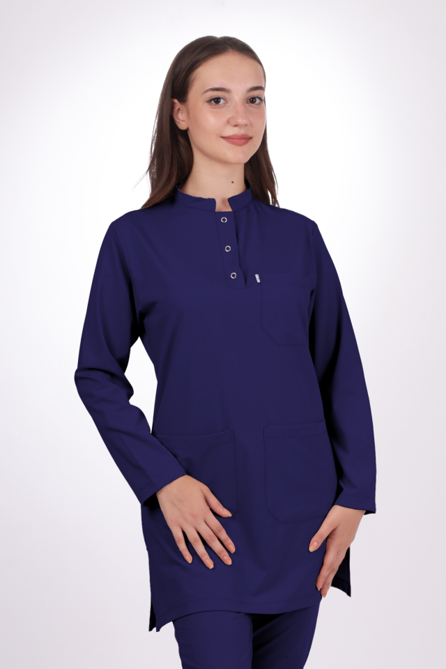 Premium Likralı Tesettür Seri Kadın İndigo Lacivert Scrubs