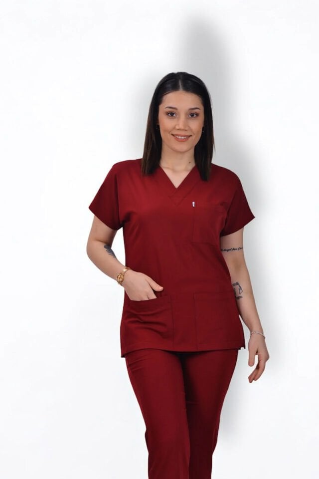 Premium Likralı Klasik Seri Kadın Tek Üst Bordo