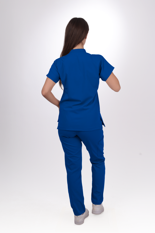 Premium Likralı Snap Seri Kadın Saks Mavisi Scrubs