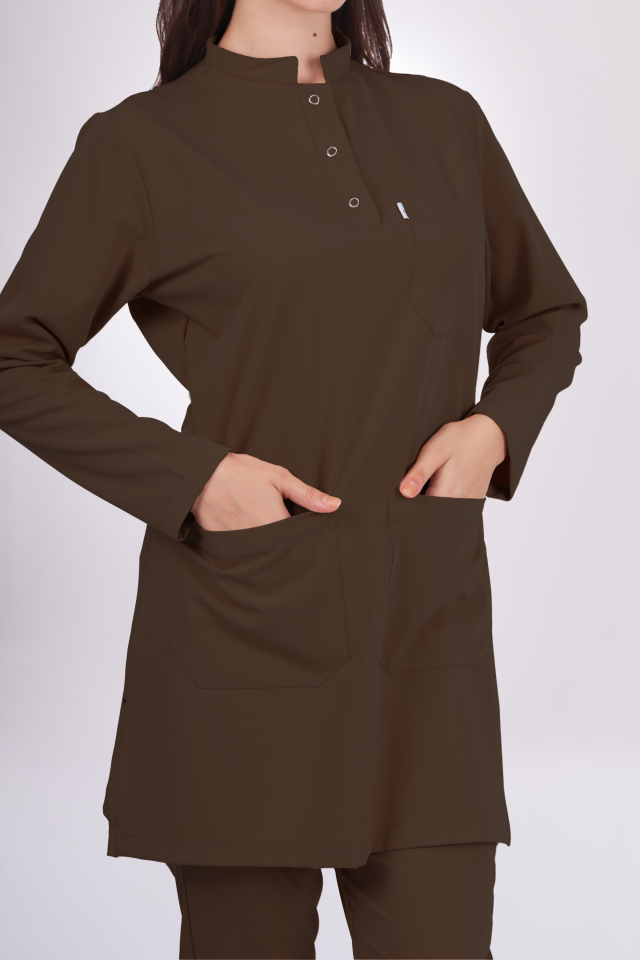 Premium Likralı Tesettür Seri Kadın Kahverengi Scrubs