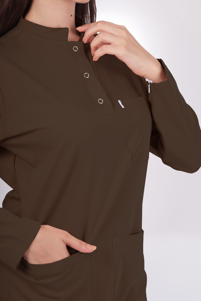 Premium Likralı Tesettür Seri Kadın Kahverengi Scrubs