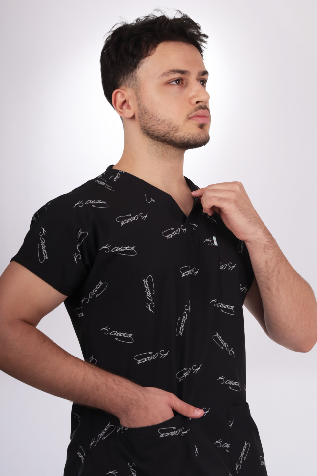 Desenli Seri Atatürk İmzalı Desen Tek Üst