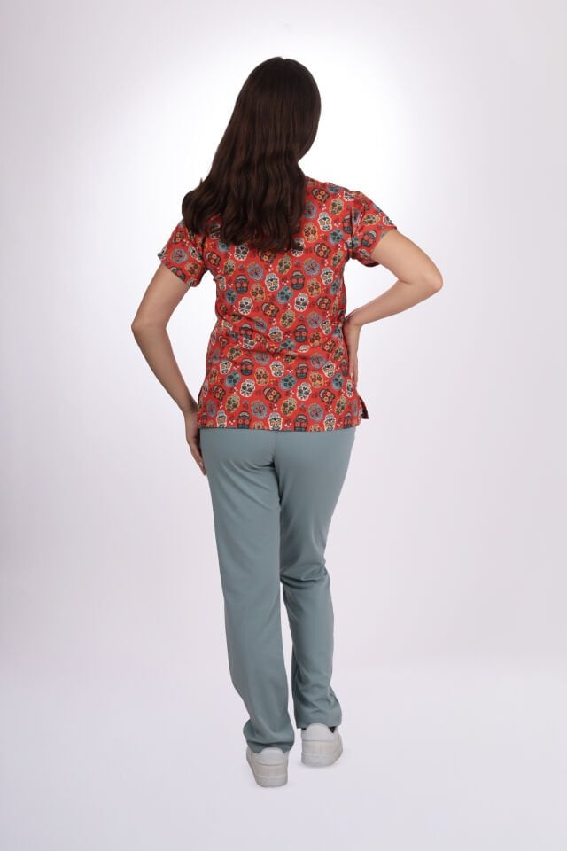 Desenli Seri Kurukafa Desen Kadın Tek Üst