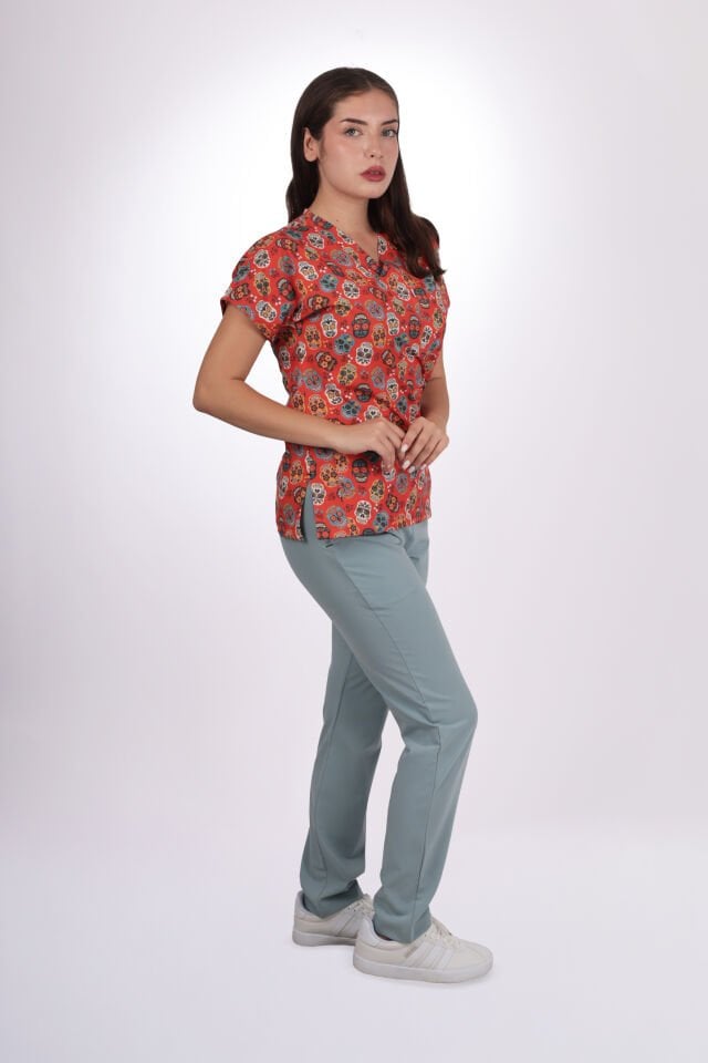 Desenli Seri Kurukafa Desen Kadın Tek Üst